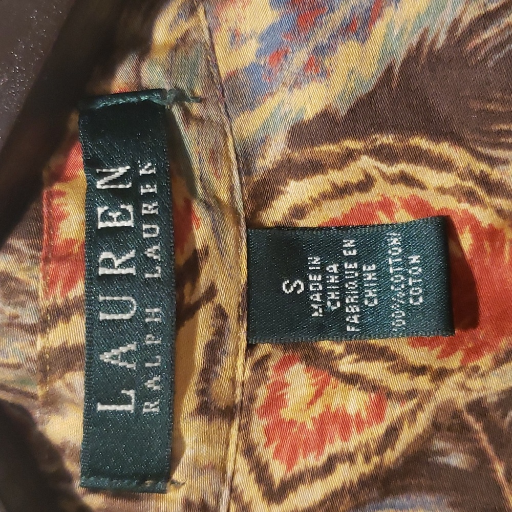 Lauren Ralph Lauren Peacock Feather Print Longsleeve Button Down Blouse Small - Picture 6 of 10
